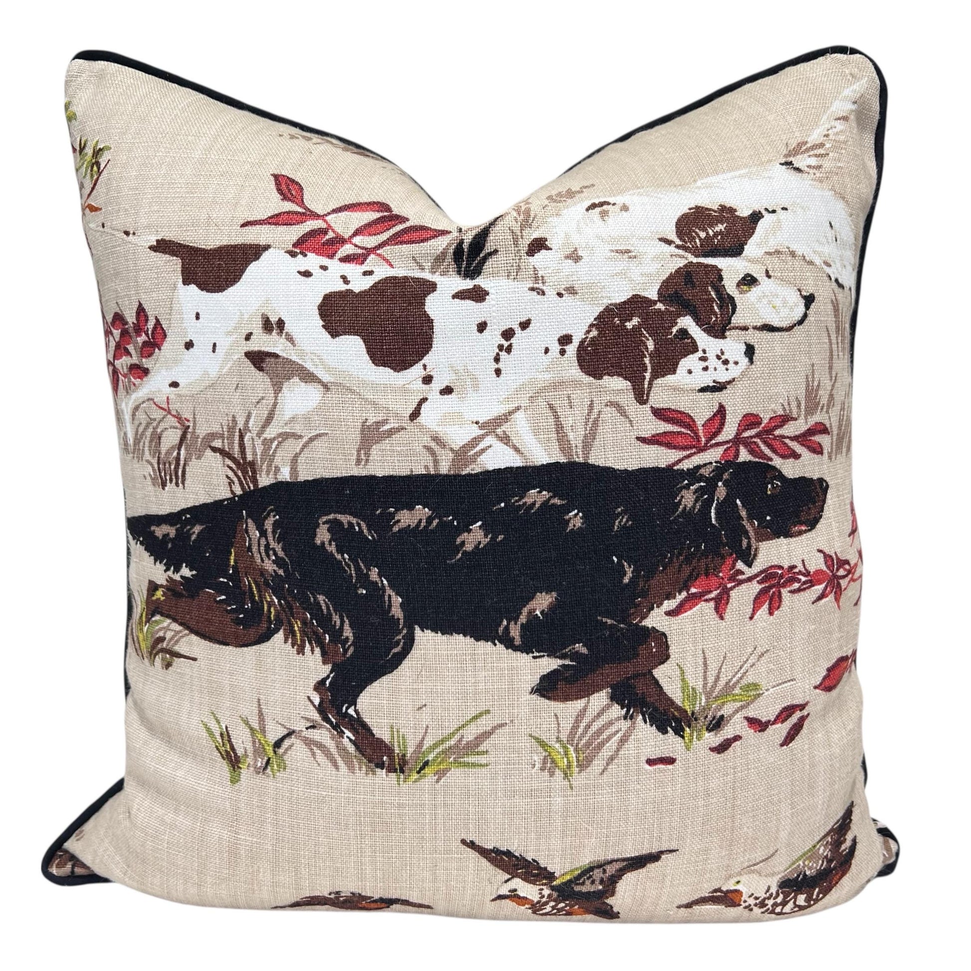 Schumacher Luxury Designer Pointers Tan Beige Decorative Cushion Pillow Throw Cover