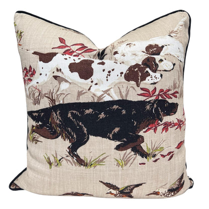 Schumacher Luxury Designer Pointers Tan Beige Decorative Cushion Pillow Throw Cover