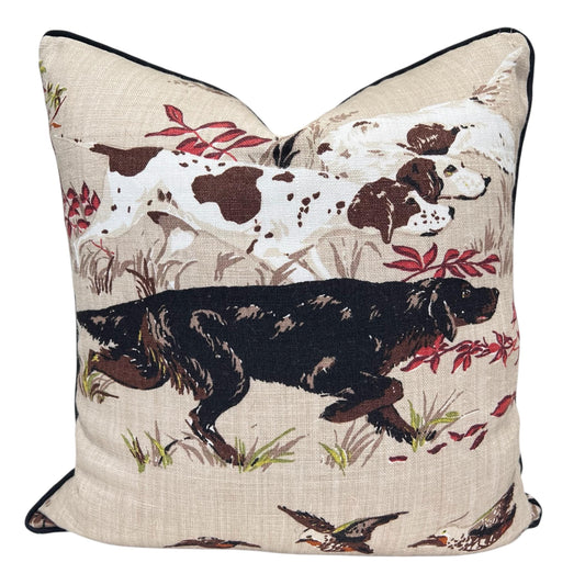 Schumacher Luxury Designer Pointers Tan Beige Decorative Cushion Pillow Throw Cover