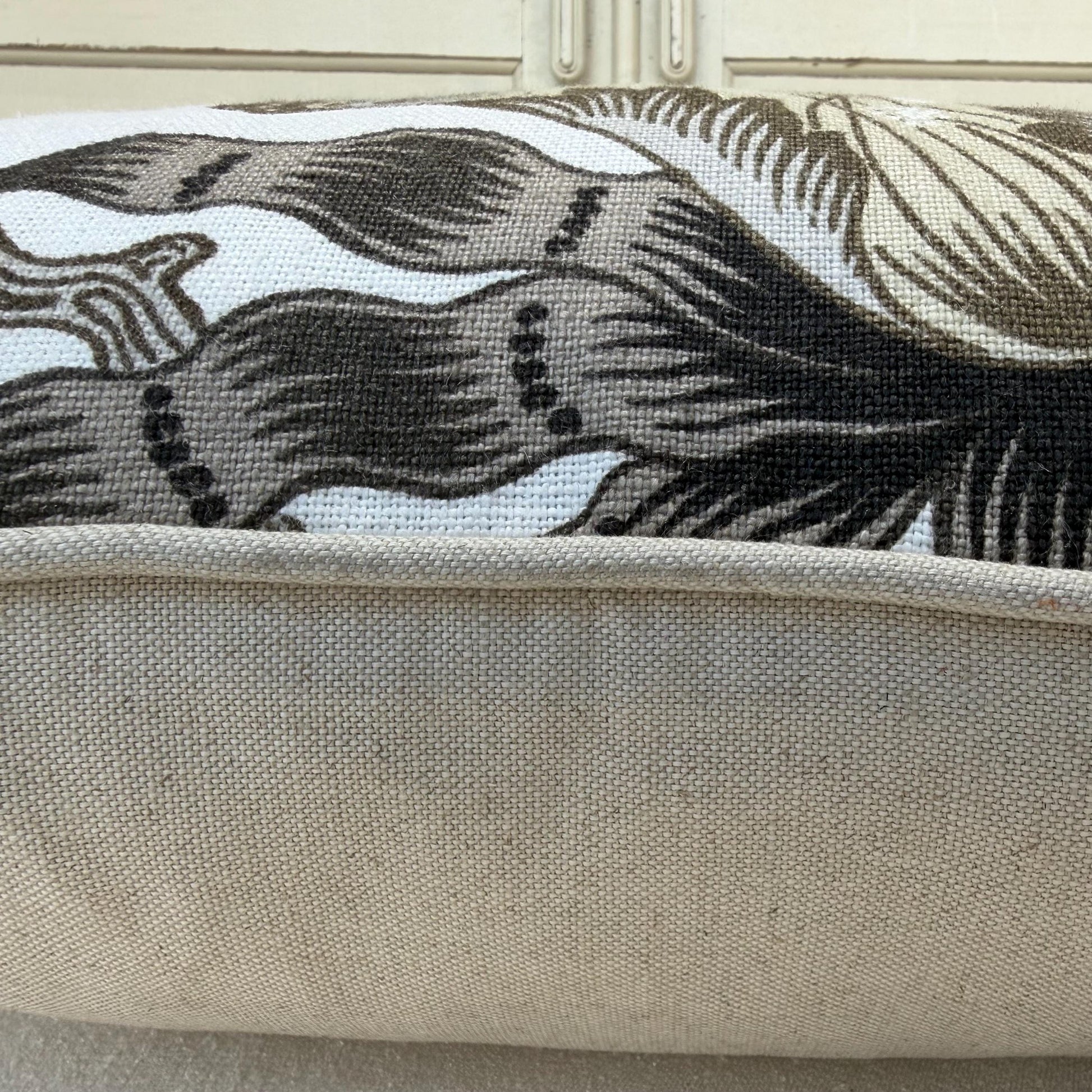 Schumacher Luxury Designer Hothouse Flowers Pale Taupe Black Cushion Pillow Cover