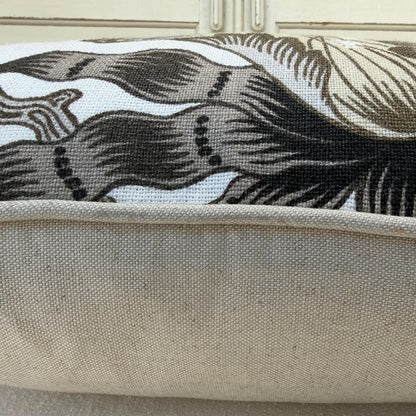 Schumacher Luxury Designer Hothouse Flowers Pale Taupe Black Cushion Pillow Cover