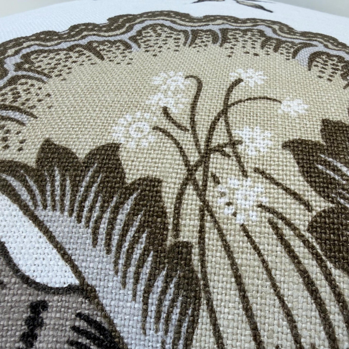 Schumacher Luxury Designer Hothouse Flowers Pale Taupe Black Cushion Pillow Cover