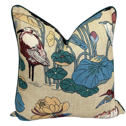 GP & J Baker Nympheus Blue Green Luxury Designer Linen Decorative Cushion Throw Pillow Cover