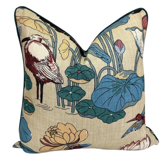 GP & J Baker Nympheus Blue Green Luxury Designer Linen Decorative Cushion Throw Pillow Cover