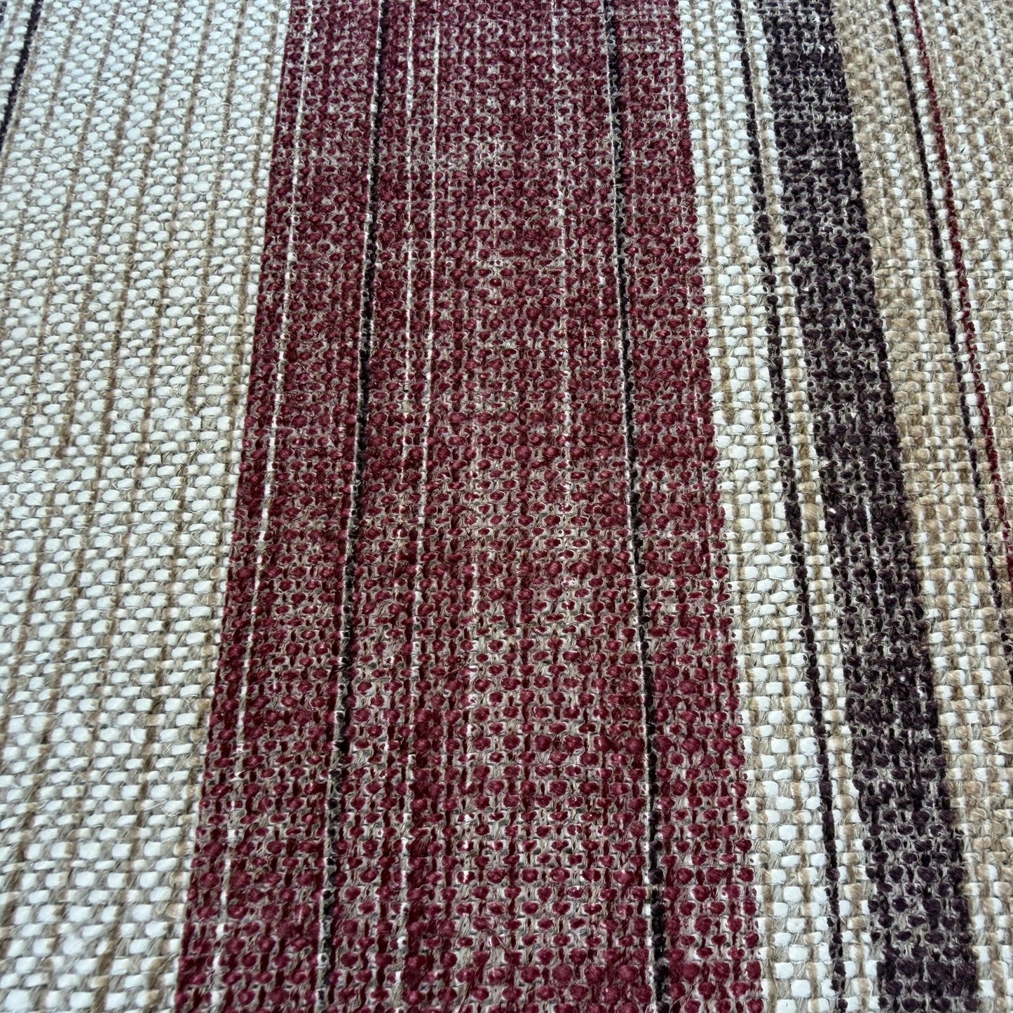 Fermoie Carskiey Broad Stripe Designer Burgundy Beige Linen Cushion Pillow Cover