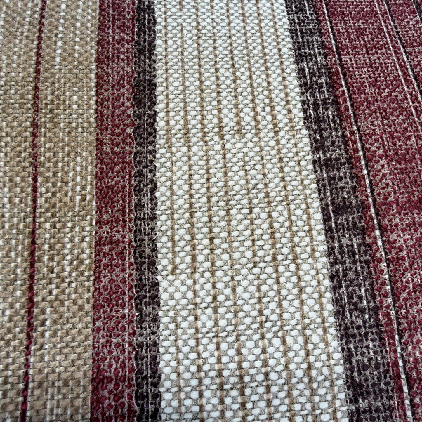 Fermoie Carskiey Broad Stripe Designer Burgundy Beige Linen Cushion Pillow Cover