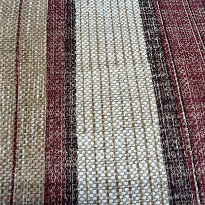 Fermoie Carskiey Broad Stripe Designer Burgundy Beige Linen Cushion Pillow Cover