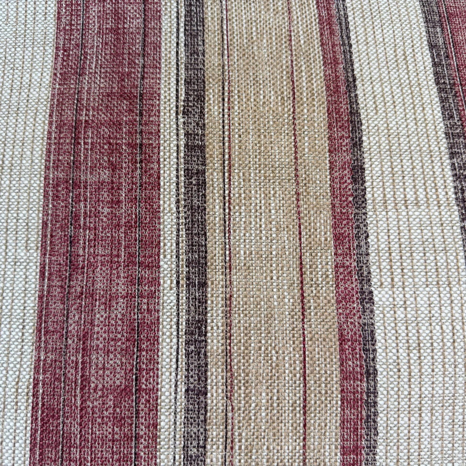 Fermoie Carskiey Broad Stripe Designer Burgundy Beige Linen Cushion Pillow Cover