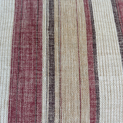 Fermoie Carskiey Broad Stripe Designer Burgundy Beige Linen Cushion Pillow Cover