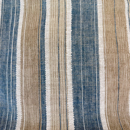 Fermoie Carskiey Broad Stripe Designer Blue Beige Linen Cushion Pillow Cover