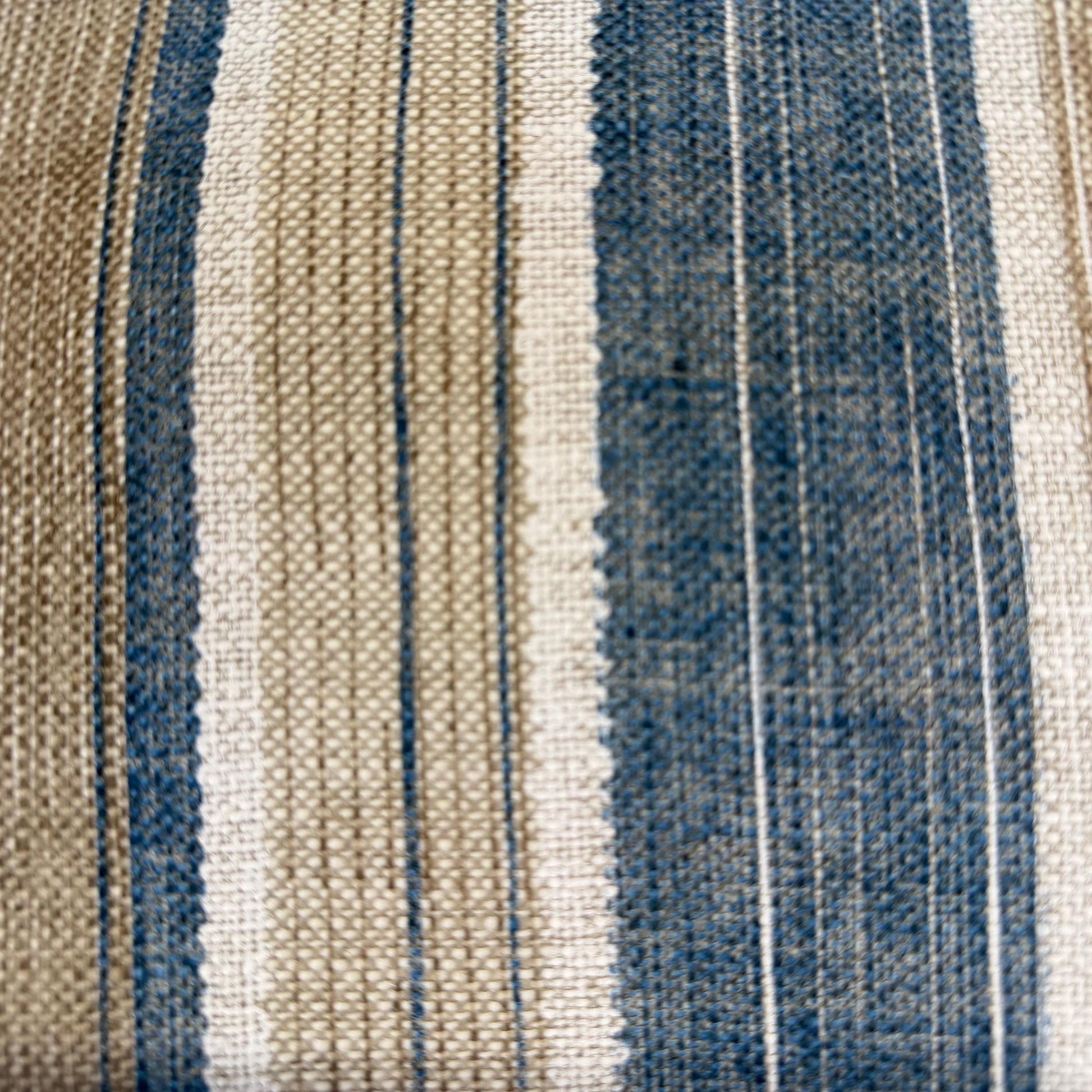 Fermoie Carskiey Broad Stripe Designer Blue Beige Linen Cushion Pillow Cover