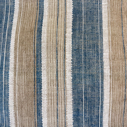 Fermoie Carskiey Broad Stripe Designer Blue Beige Linen Cushion Pillow Cover