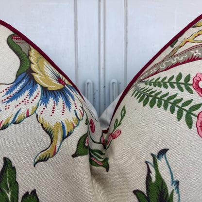 Titley and Marr Ashby Floral Red Green Cushion Pillow Cover