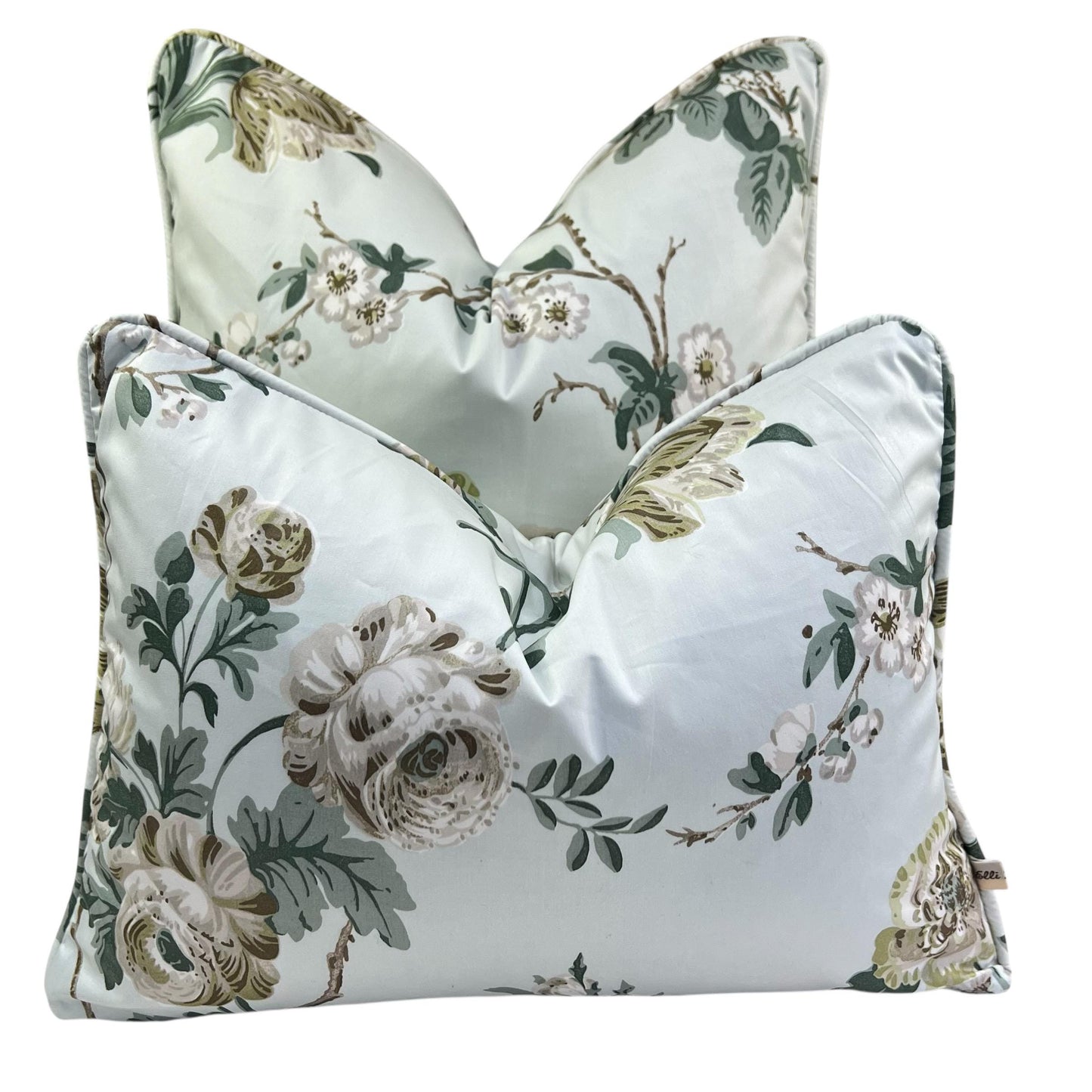 Schumacher Luxury Designer "Betty Chintz" Floral Celadon Blue Cushion Pillow Sofa Cover