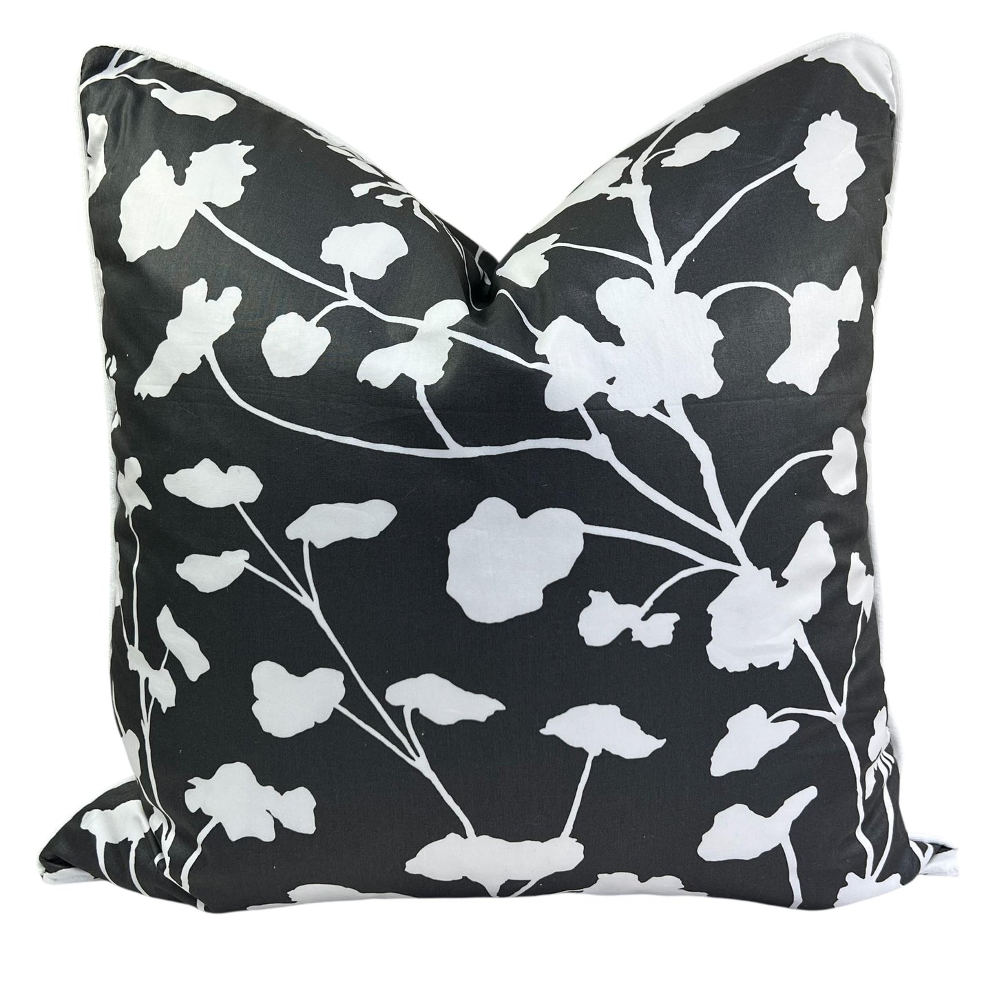 Schumacher Luxury Designer Pennick Floral Black White Cushion Pillow Sofa Cover
