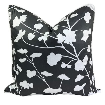 Schumacher Luxury Designer Pennick Floral Black White Cushion Pillow Sofa Cover