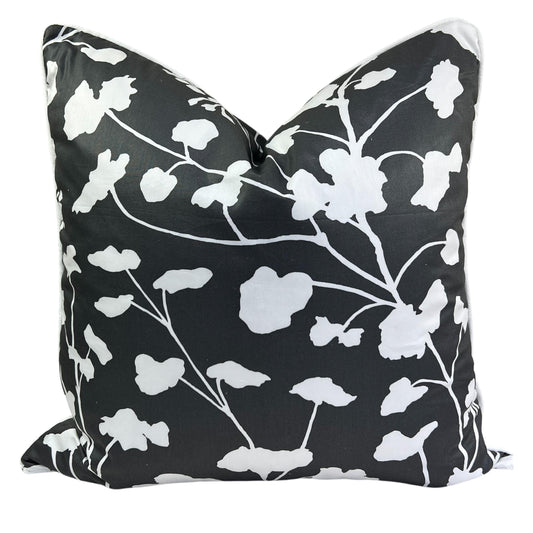 Schumacher Luxury Designer Pennick Floral Black White Cushion Pillow Sofa Cover