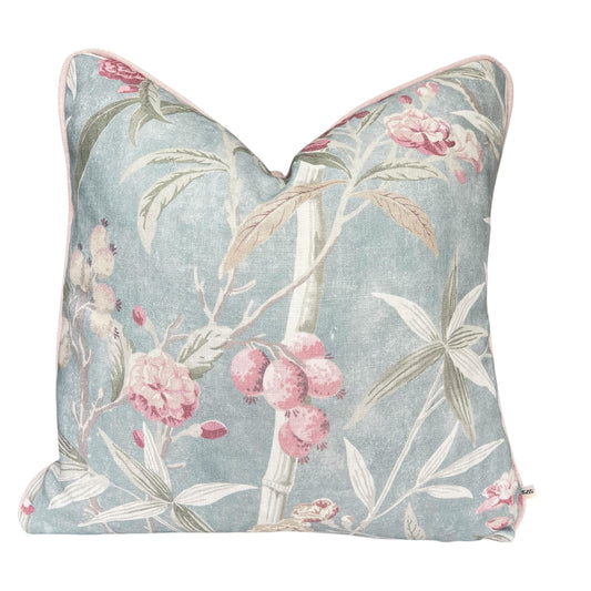 Colefax and Fowler OLeander Luxury Designer Blue Pink Decorative Cushion Pillow Cover