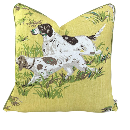 Schumacher Luxury Designer Pointers Yellow Decorative Cushion Pillow Throw Cover