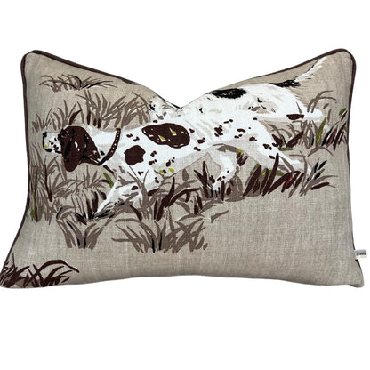 Schumacher Luxury Designer Pointers Tan Beige Lumbar Decorative Cushion Pillow Throw Cover