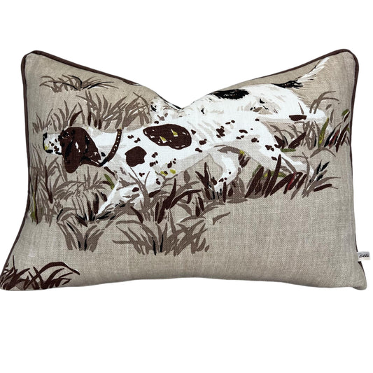 Schumacher Luxury Designer Pointers Tan Beige Lumbar Decorative Cushion Pillow Throw Cover