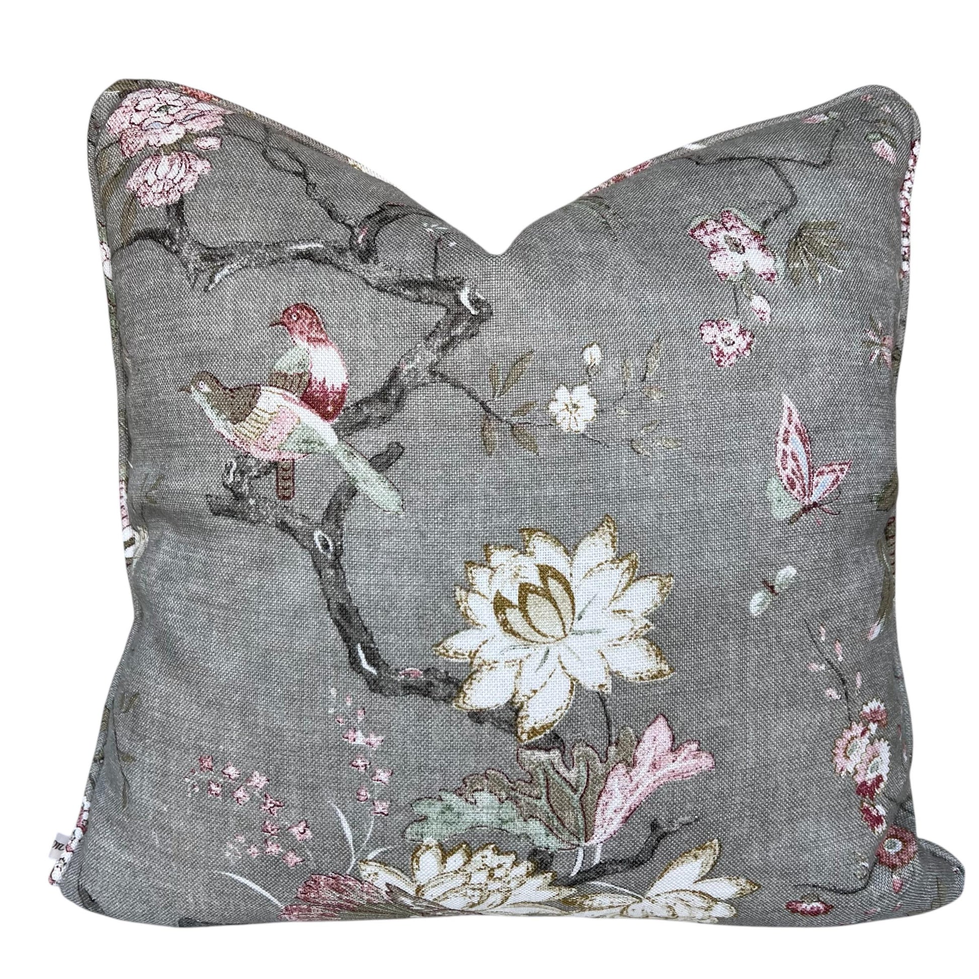 GP & J Baker Oriental Bird Luxury Designer Mole Grey Double Sided Cushion Pillow Cover