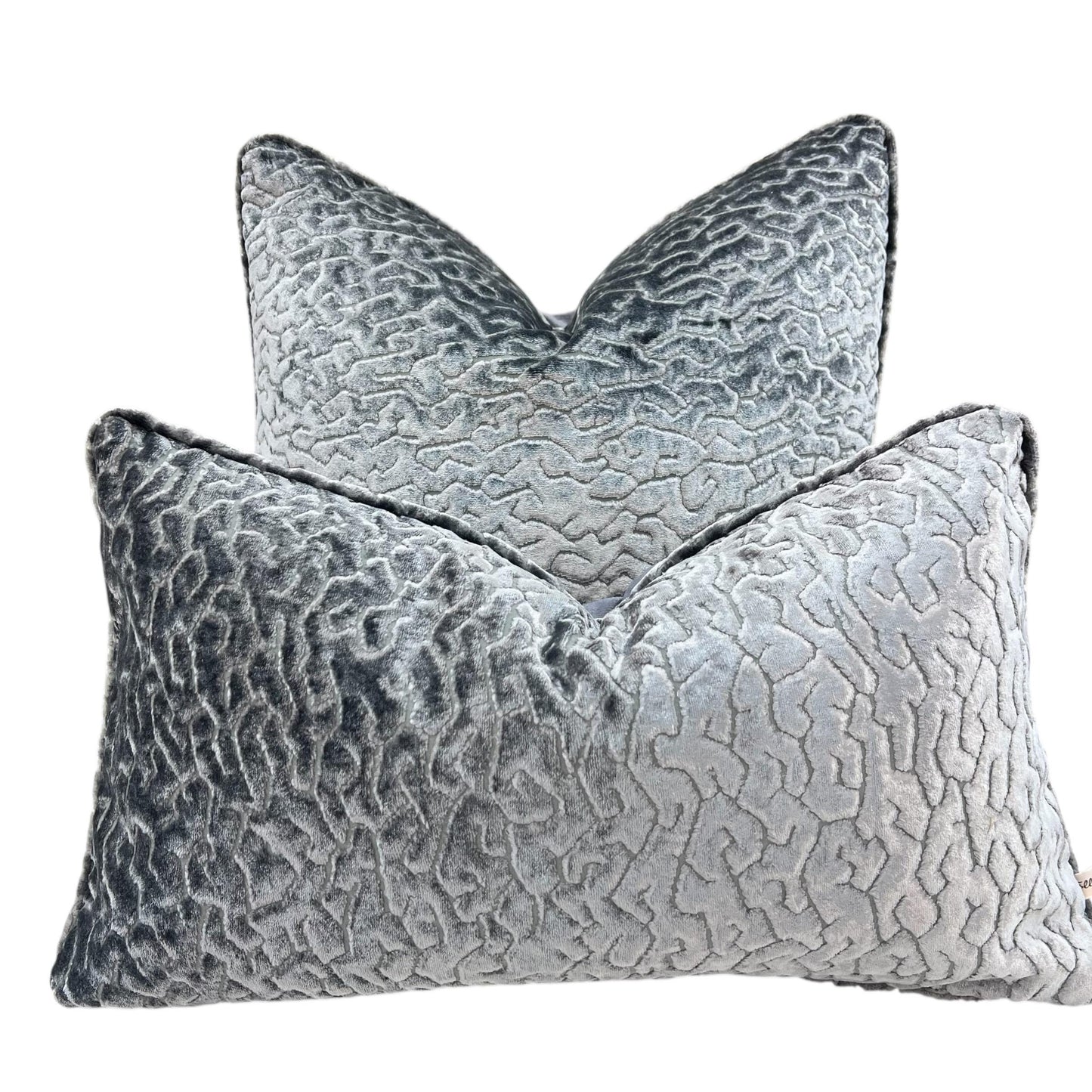 Zinc Luxury Designer Labyrinth Grey Cut Velvet Cushion Pillow Throw Cover