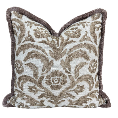 Fermoie Marlborough Designer Brush Fringe Decorative Brown Linen Cushion Pillow Throw Cover