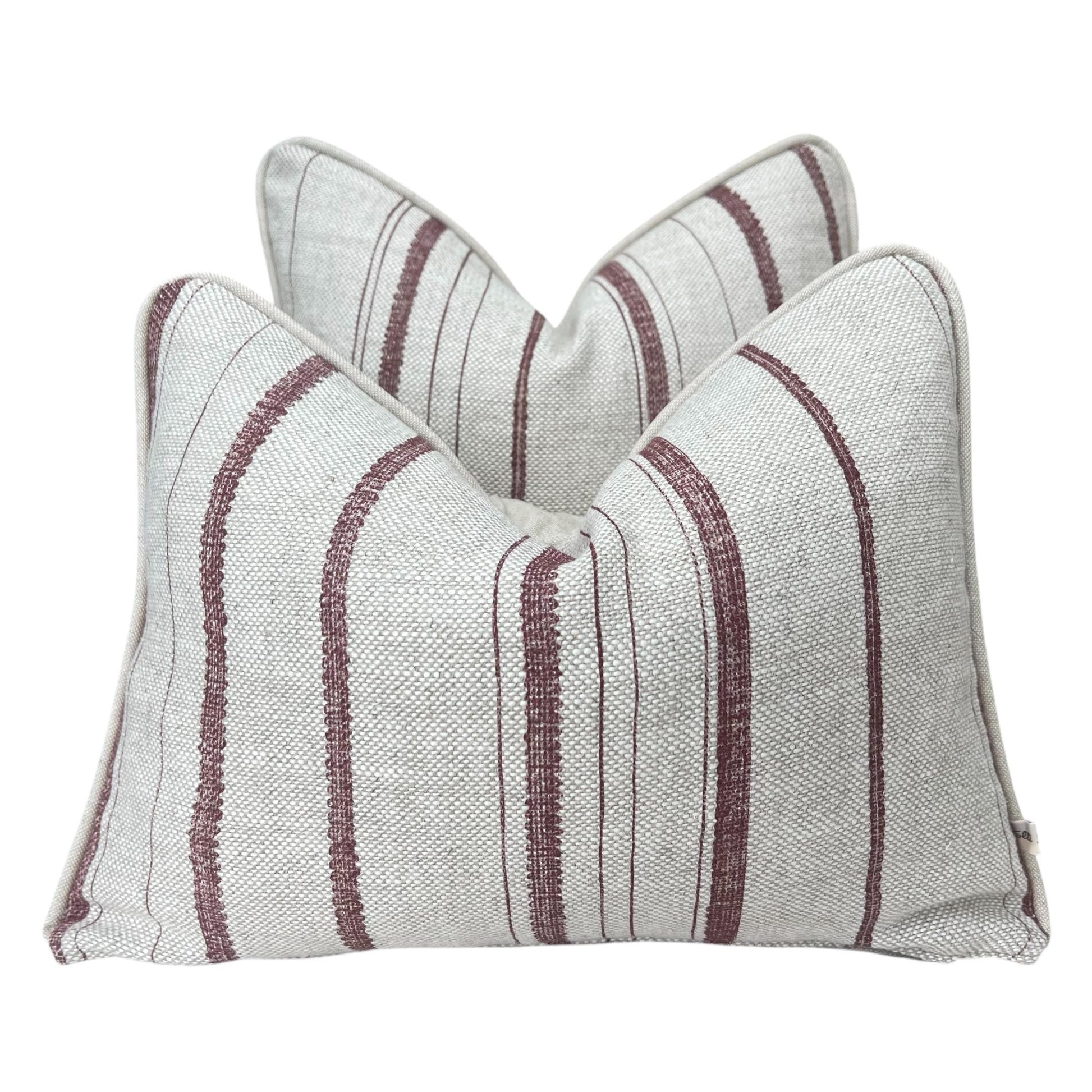 Cushions Made In Fermoie Carskiey Single Stripe Luxury Designer Decorative Neutral Rusty Red Linen Cushion Pillow Throw Cover