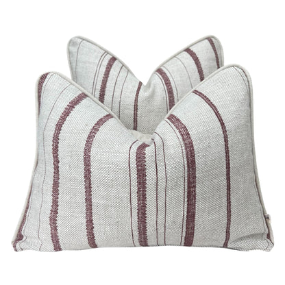 Cushions Made In Fermoie Carskiey Single Stripe Luxury Designer Decorative Neutral Rusty Red Linen Cushion Pillow Throw Cover