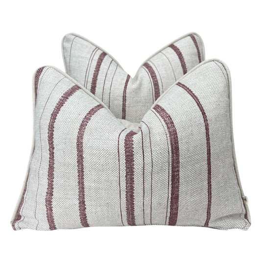 Cushions Made In Fermoie Carskiey Single Stripe Luxury Designer Decorative Neutral Rusty Red Linen Cushion Pillow Throw Cover