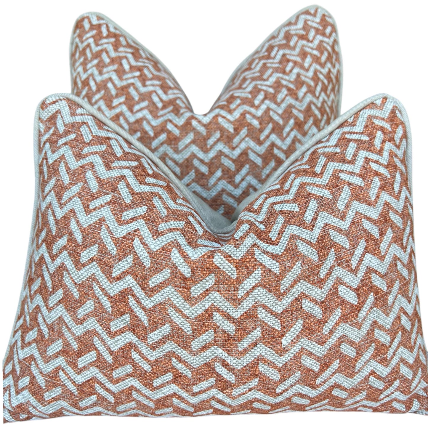 Fermoie Chiltern Luxury Designer Decorative Neutral Orange Linen Cushion Pillow Throw Cover