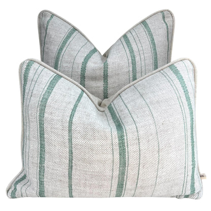 Cushions Made In Fermoie Carskiey Single Stripe Luxury Designer Decorative Neutral Green Linen Cushion Pillow Throw Cover