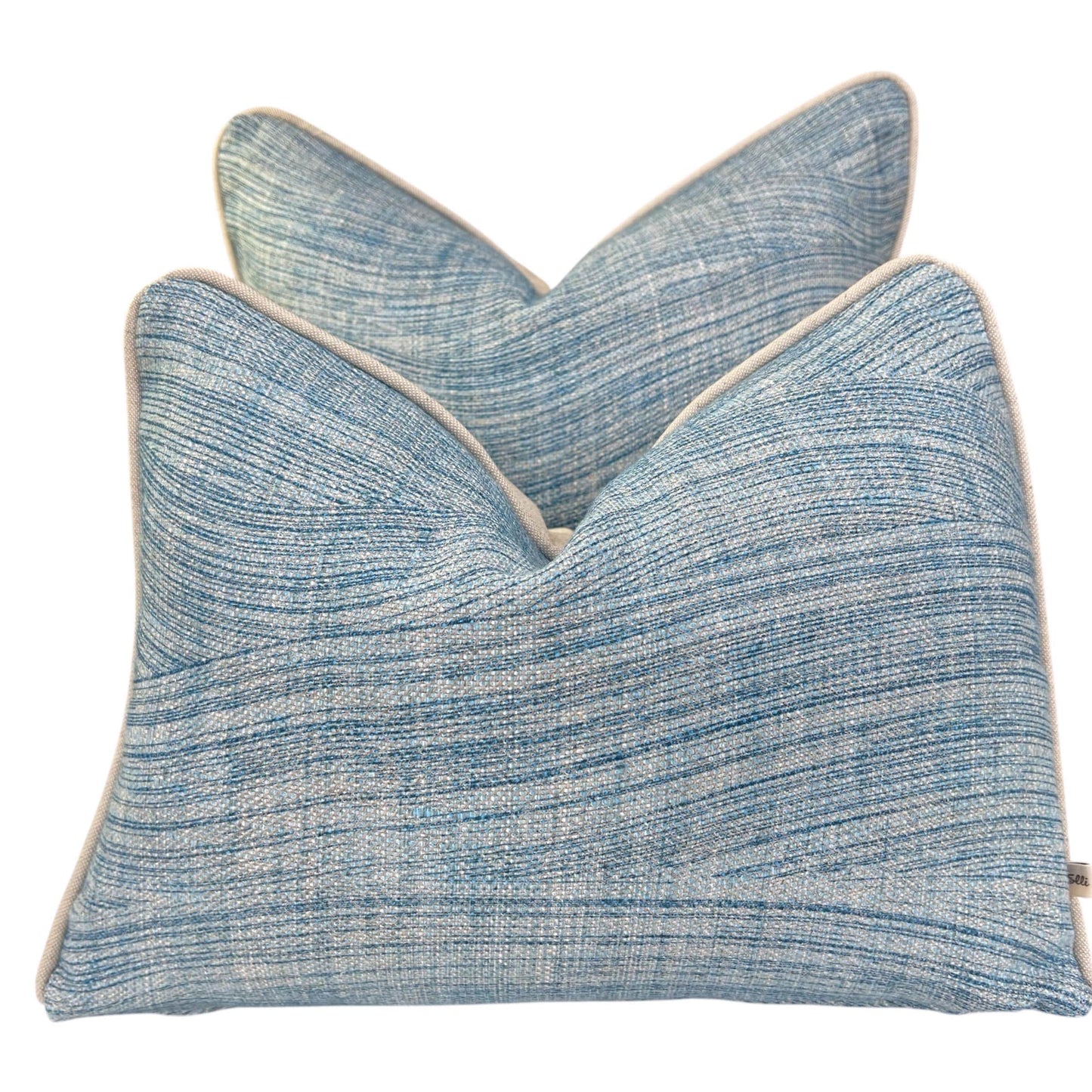 Cushions Made In Fermoie Wave Luxury Designer Decorative Rich Blue Linen Cushion Pillow Throw Cover.