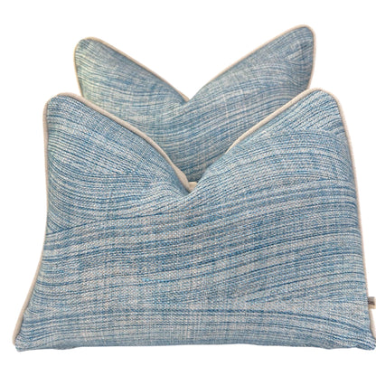 Cushions Made In Fermoie Wave Luxury Designer Decorative Rich Blue Linen Cushion Pillow Throw Cover.