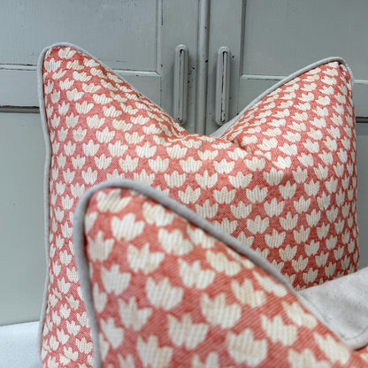 Fermoie Eythorne Cushion Cover: Luxury Tomato Red Cotton Throw Pillow