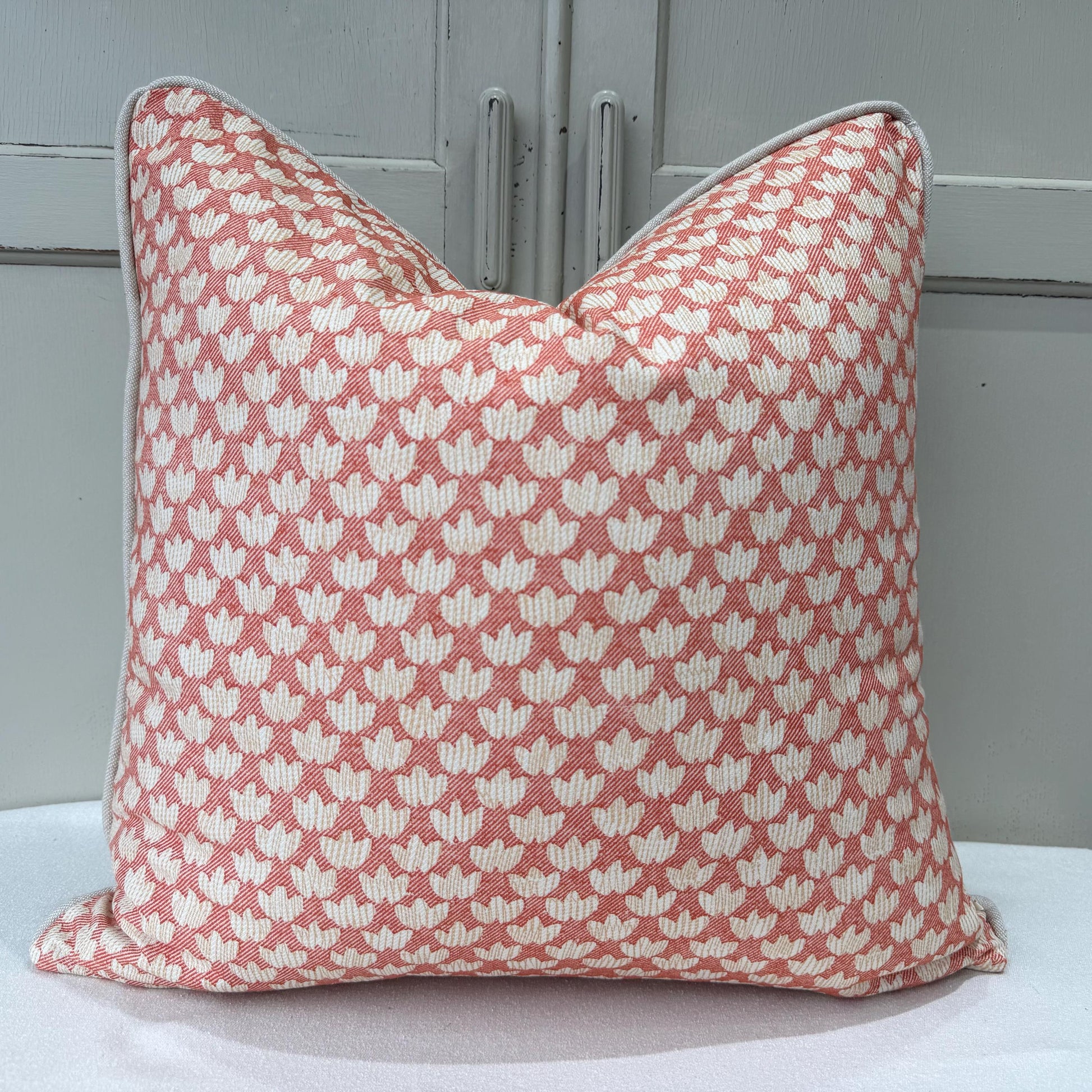 Fermoie Eythorne Cushion Cover: Luxury Tomato Red Cotton Throw Pillow