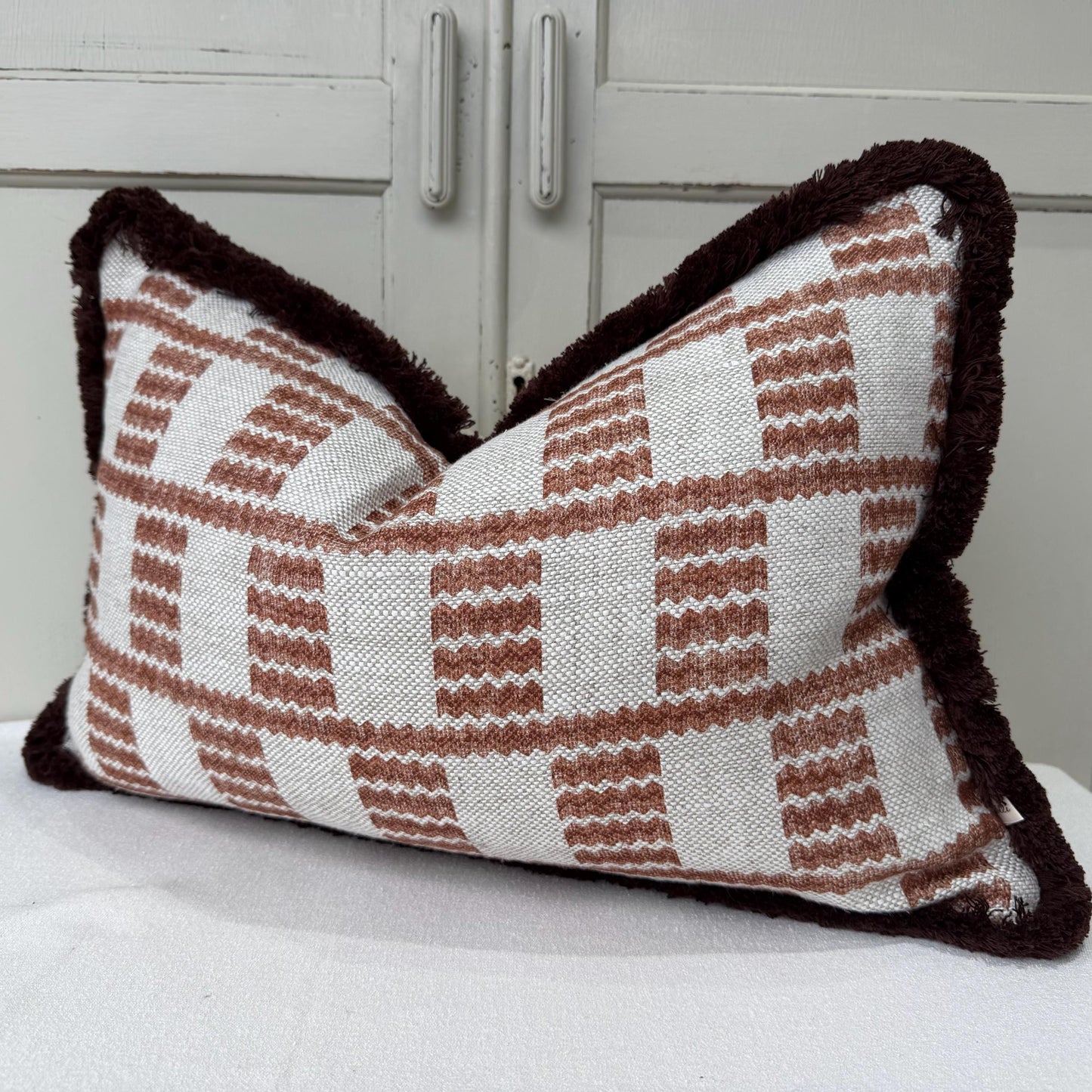 Cushions Made In Fermoie Cove Linen Luxury Brown Brush Fringe Cushion Pillow Throw Cover