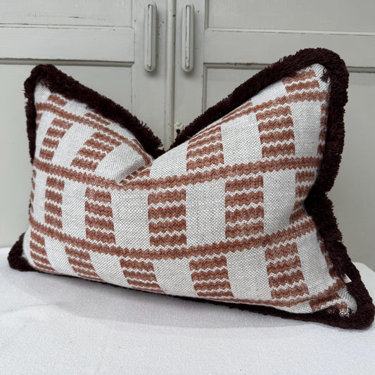 Cushions Made In Fermoie Cove Linen Luxury Brown Brush Fringe Cushion Pillow Throw Cover