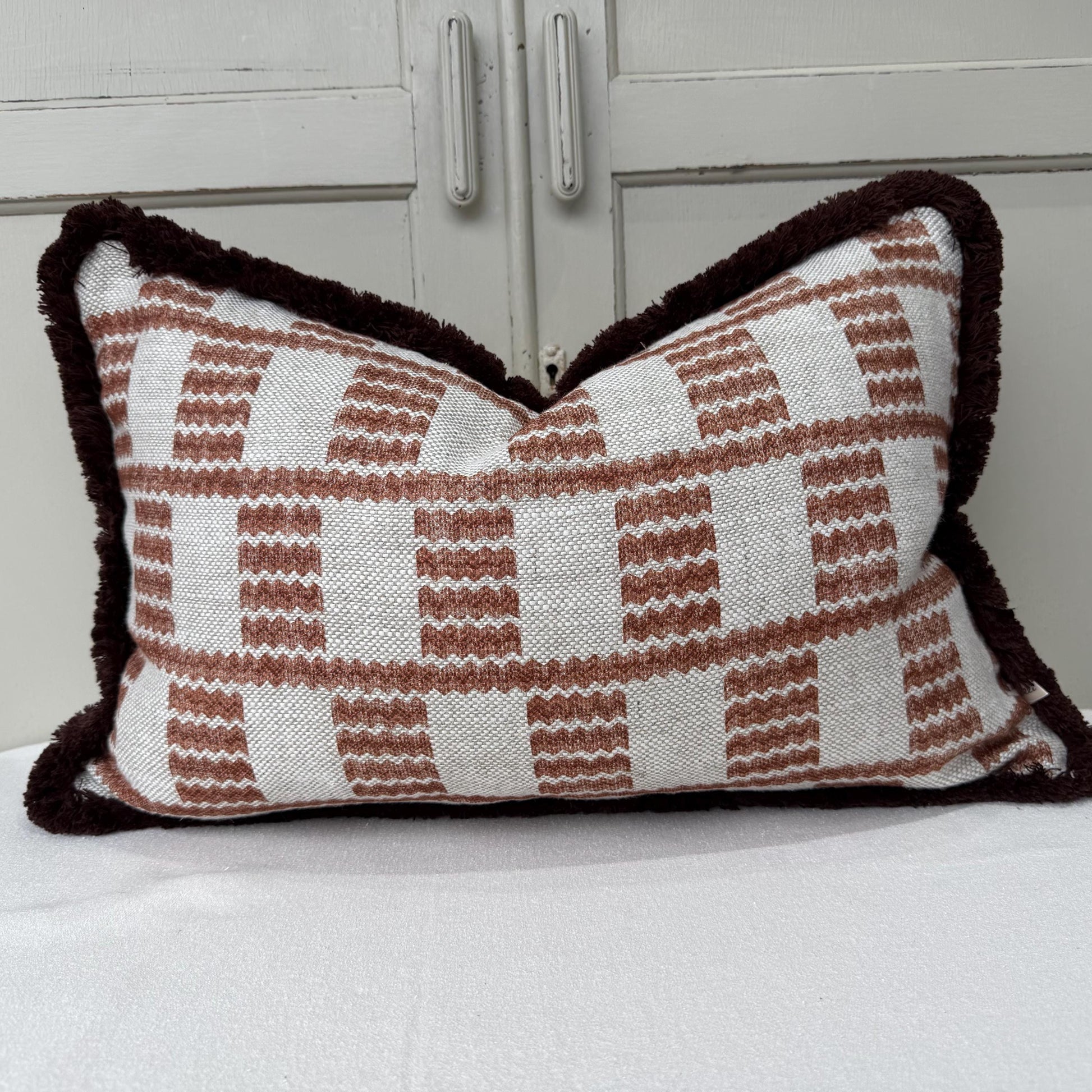 Cushions Made In Fermoie Cove Linen Luxury Brown Brush Fringe Cushion Pillow Throw Cover