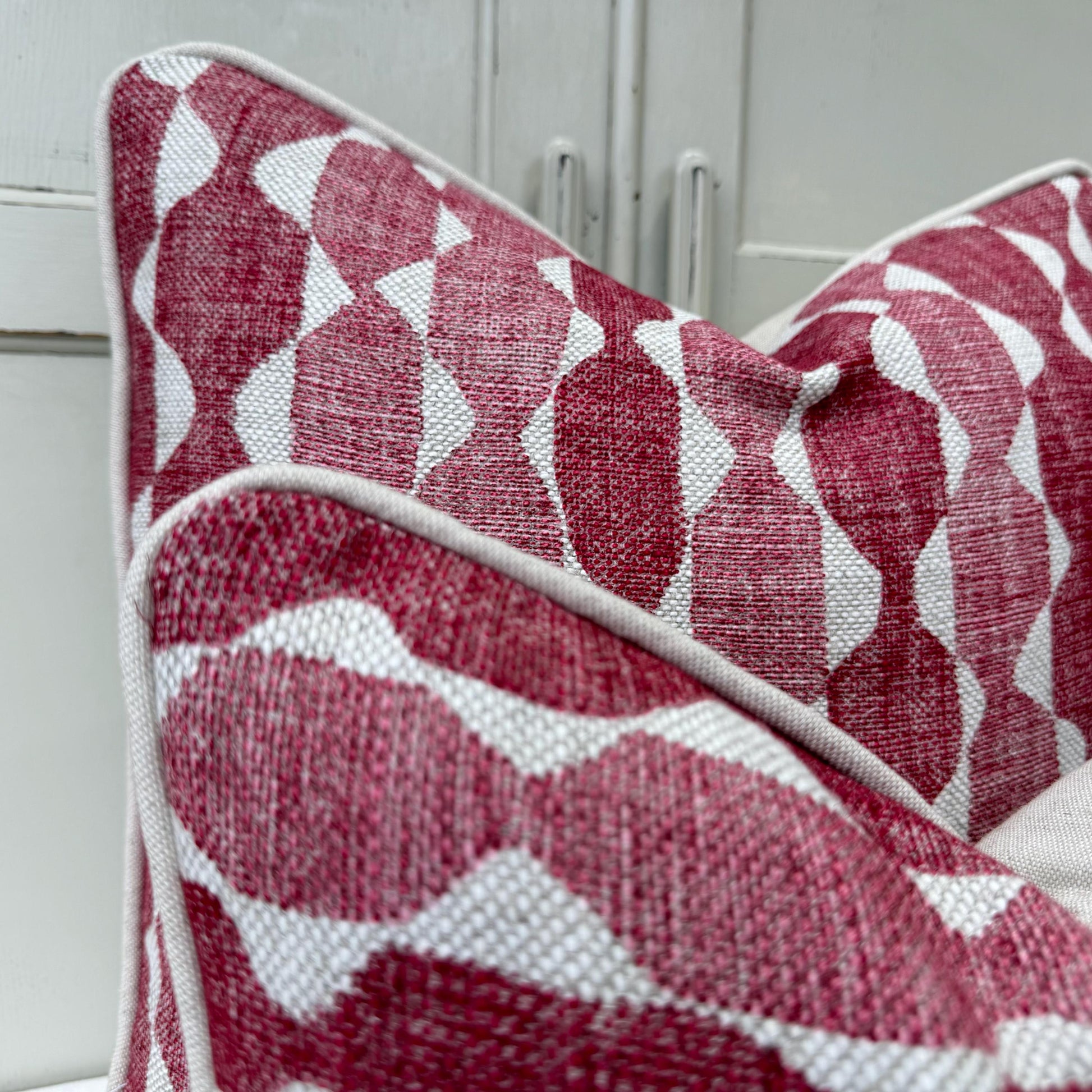 Fermoie Whittle Cushion Cover: Luxury Rich Raspberry Red Linen Throw Pillow