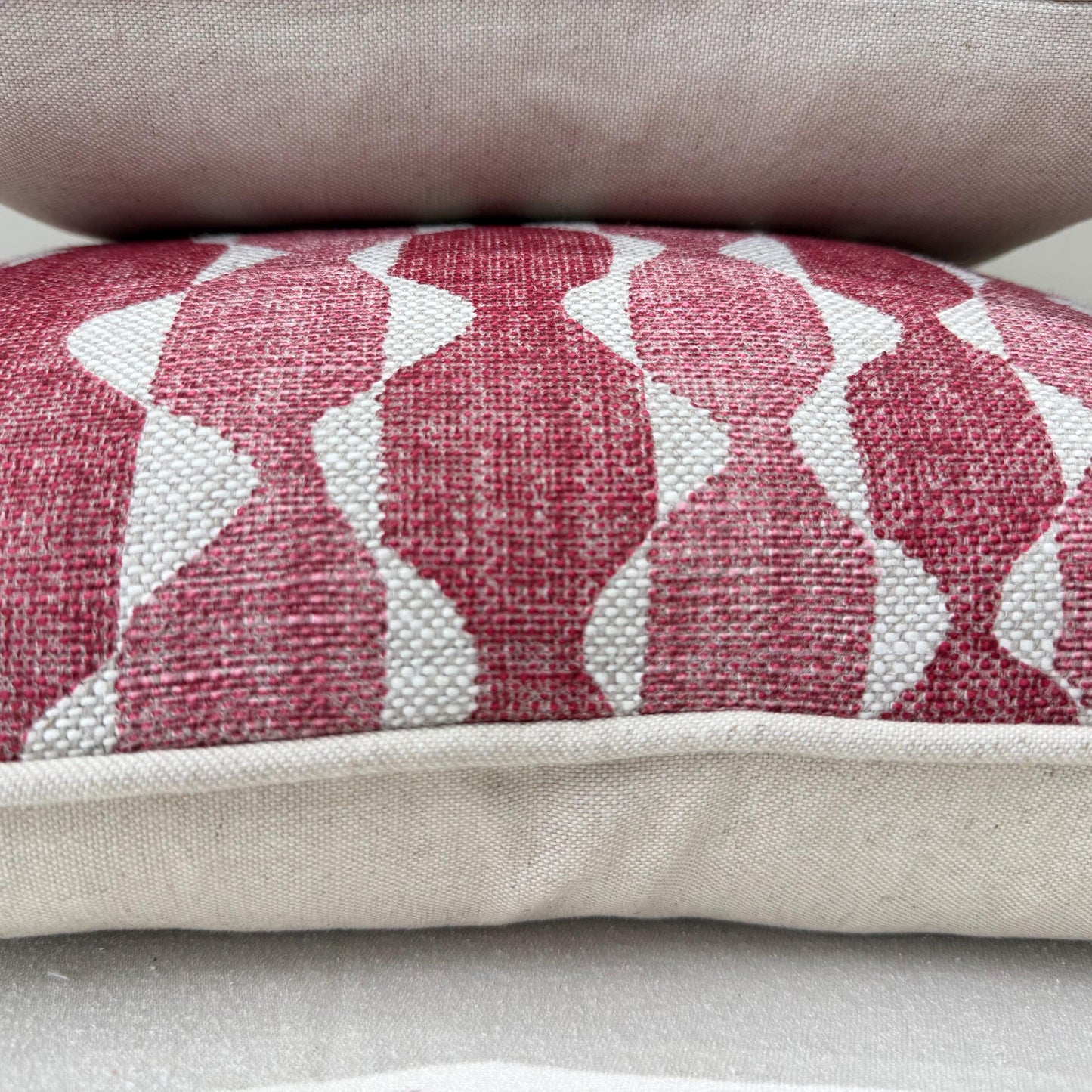Fermoie Whittle Cushion Cover: Luxury Rich Raspberry Red Linen Throw Pillow