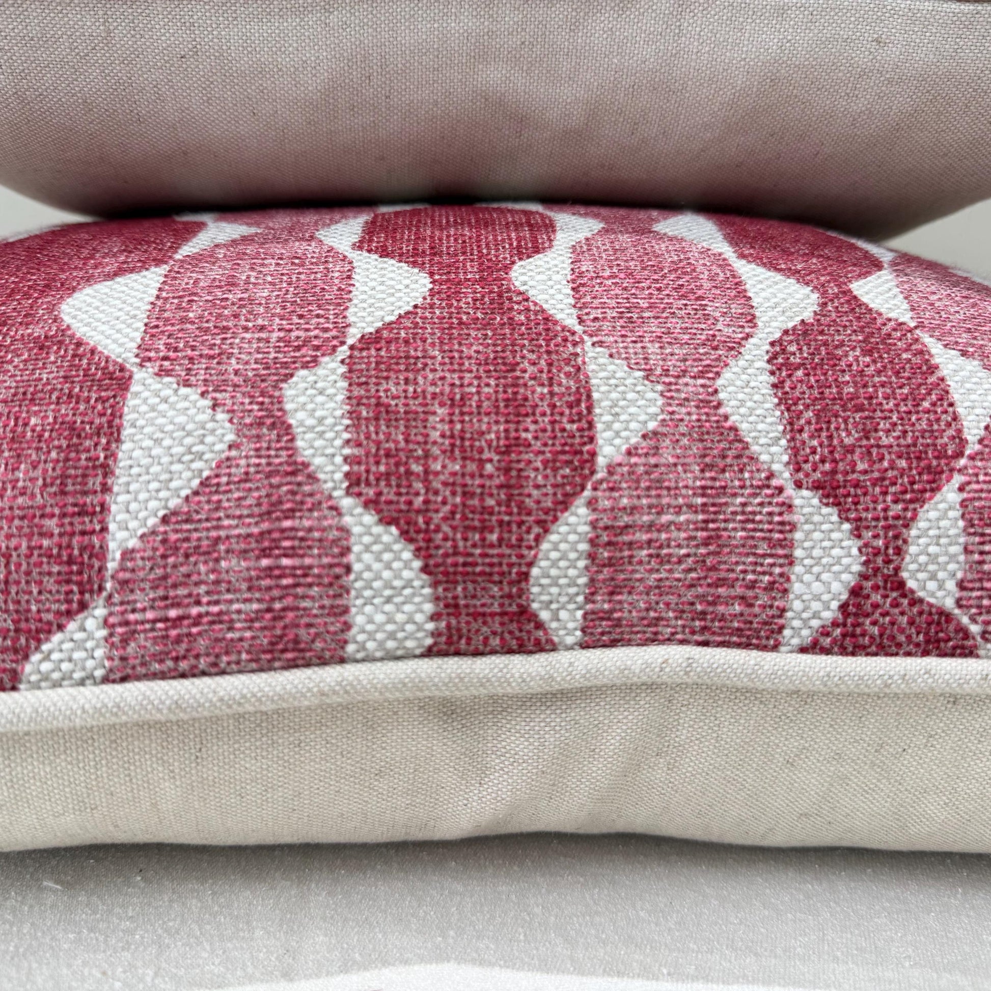 Fermoie Whittle Cushion Cover: Luxury Rich Raspberry Red Linen Throw Pillow