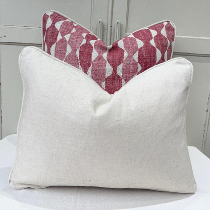 Fermoie Whittle Cushion Cover: Luxury Rich Raspberry Red Linen Throw Pillow