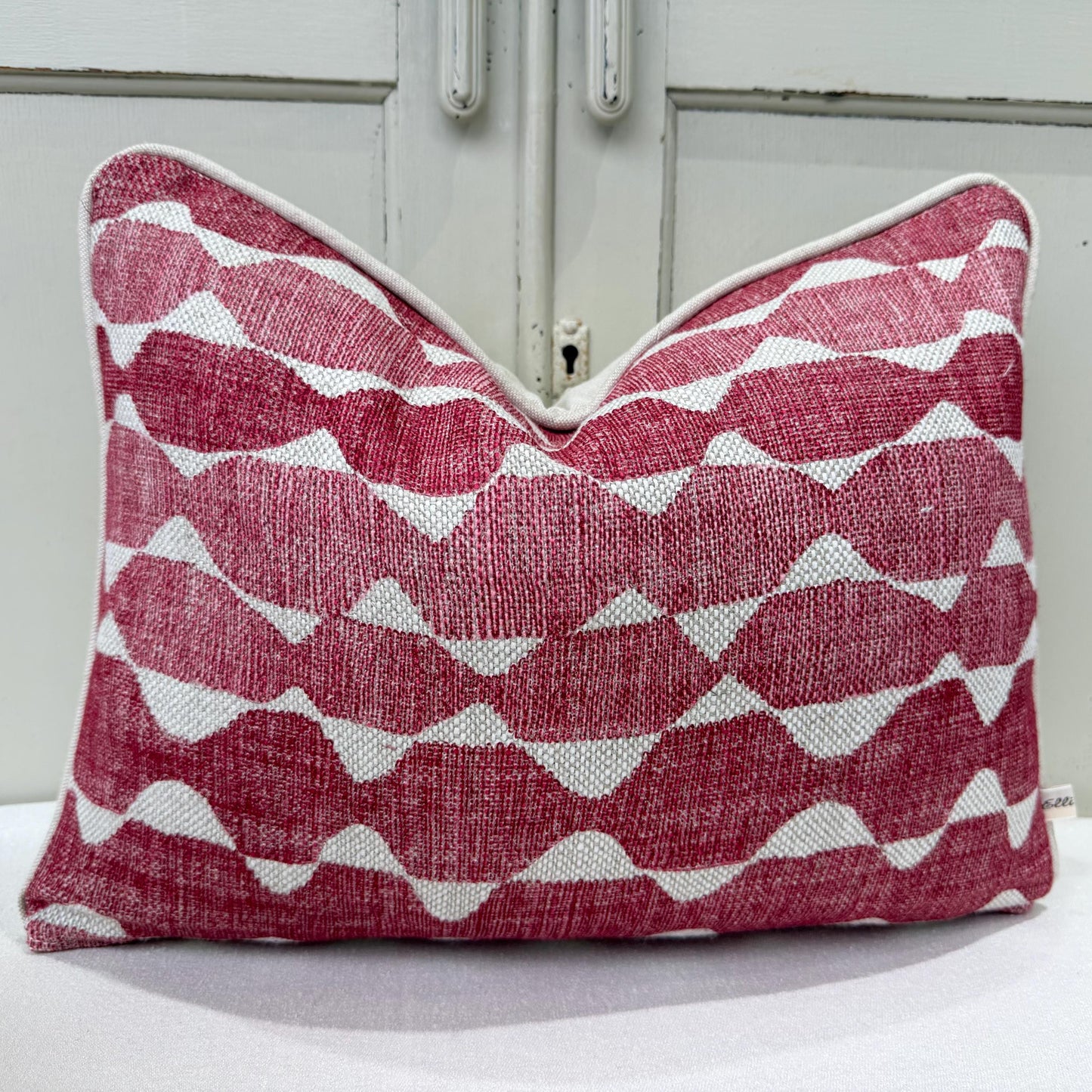 Fermoie Whittle Cushion Cover: Luxury Rich Raspberry Red Linen Throw Pillow
