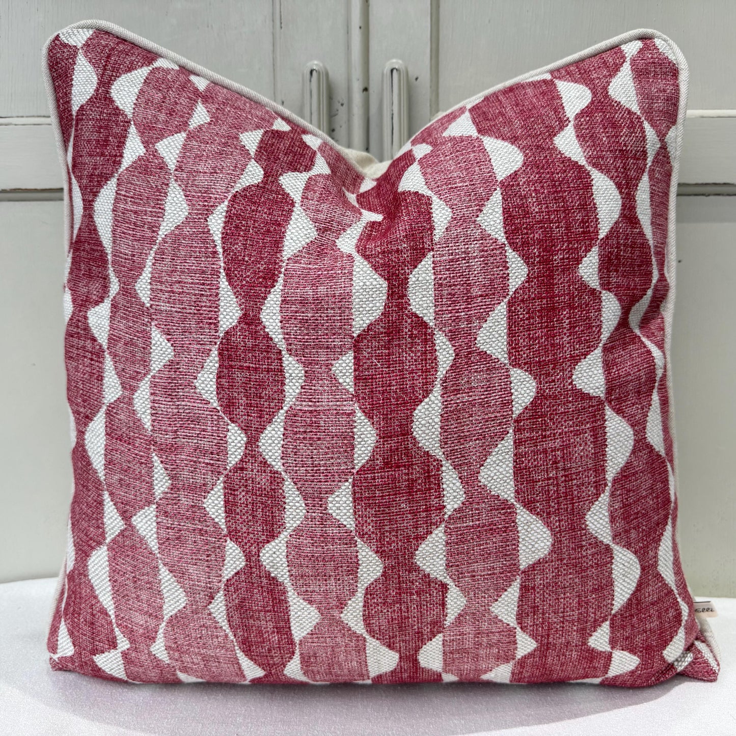 Fermoie Whittle Cushion Cover: Luxury Rich Raspberry Red Linen Throw Pillow
