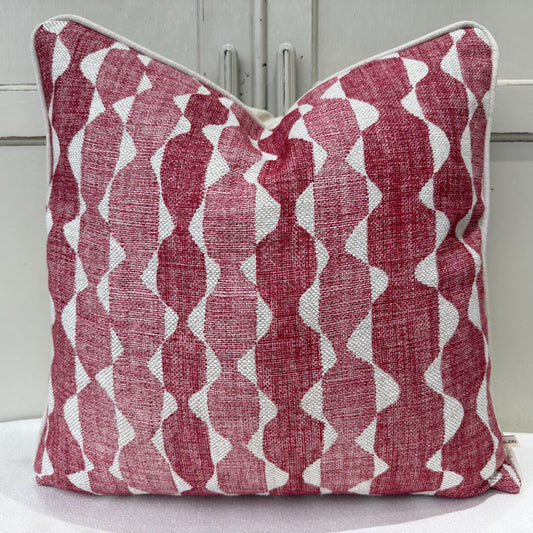 Fermoie Whittle Cushion Cover: Luxury Rich Raspberry Red Linen Throw Pillow