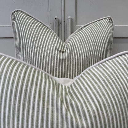 Cushions Made In Fermoie Luxury Designer Poulton Stripe Green Olive Cushion Pillow Throw Cover