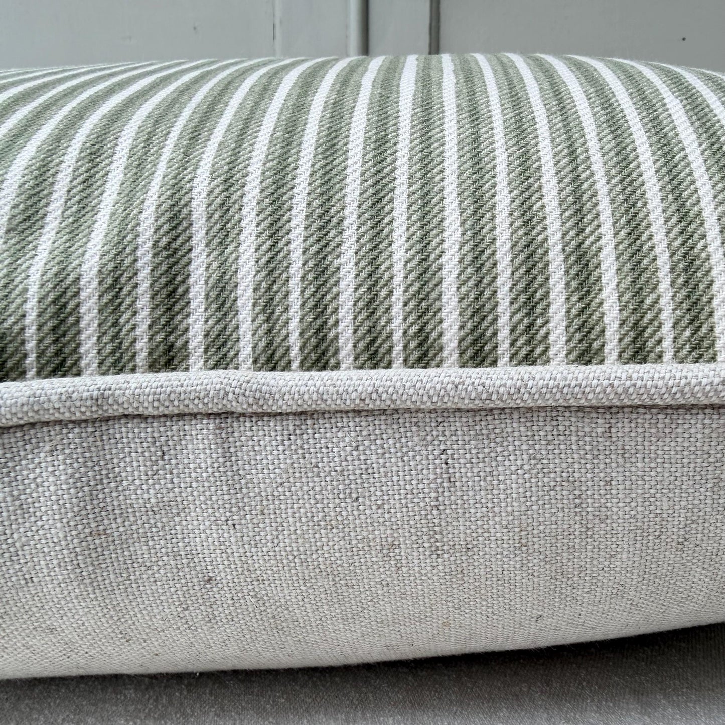 Cushions Made In Fermoie Luxury Designer Poulton Stripe Green Olive Cushion Pillow Throw Cover