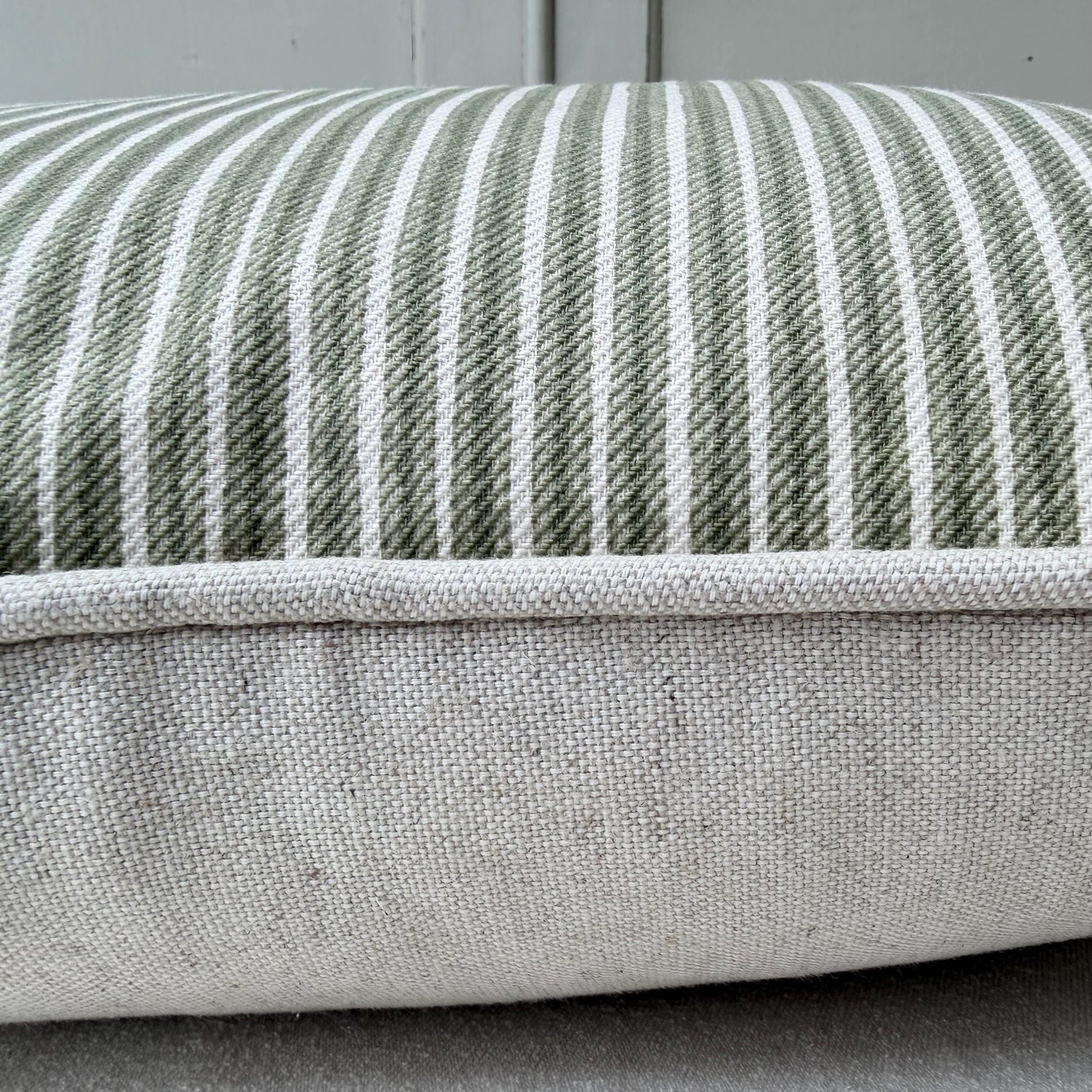 Cushions Made In Fermoie Luxury Designer Poulton Stripe Green Olive Cushion Pillow Throw Cover